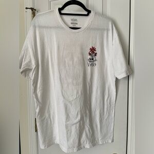 Vans White Tee with Red Flower Graphic